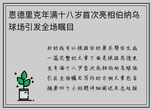 恩德里克年满十八岁首次亮相伯纳乌球场引发全场瞩目